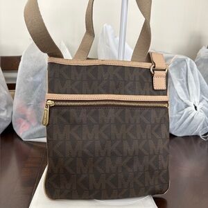 Michael Kors Dark Brown and Tan Messenger Bag